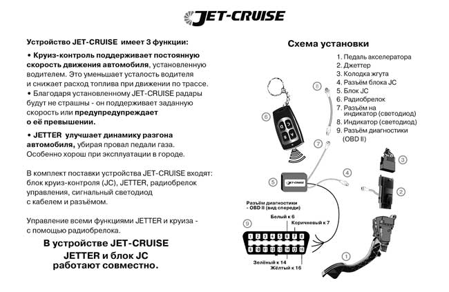 Схема установки круиз-контроля Jet-cruise KH